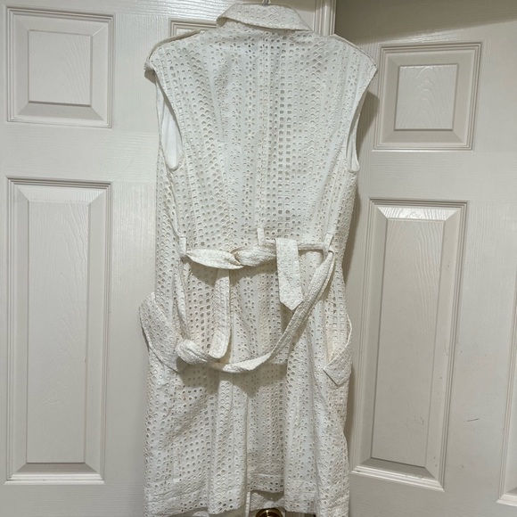 Banana Republic Ivory Eyelet belt short sleeve cotton Shirtdress pocket 6 NWNT - Picture 7 of 12